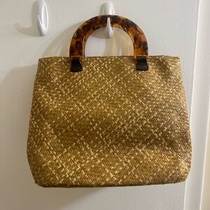 Talbots Wicker and Tortoise Shell Handle Purse